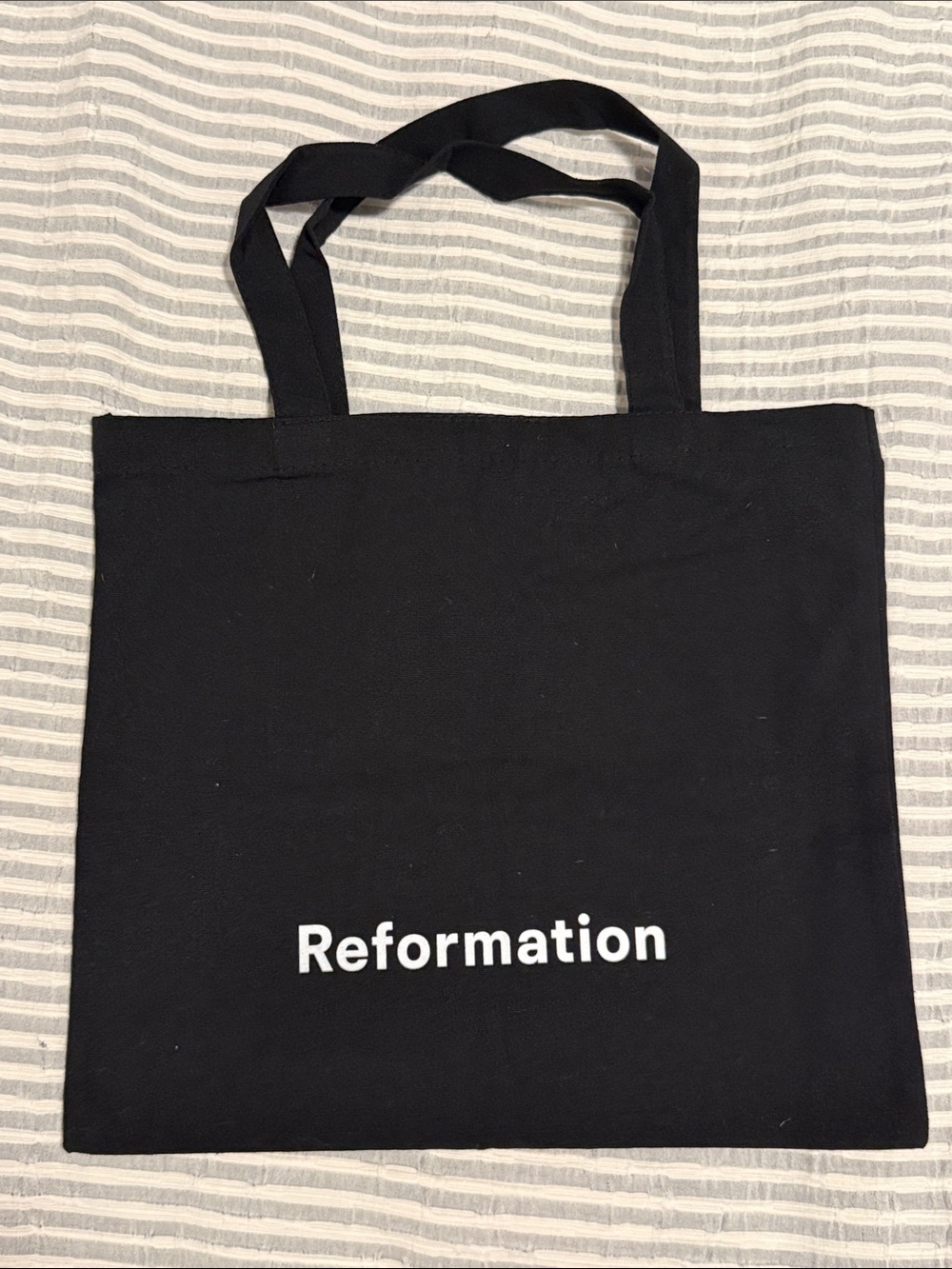 Reformation Black Canvas Tote with White Logo